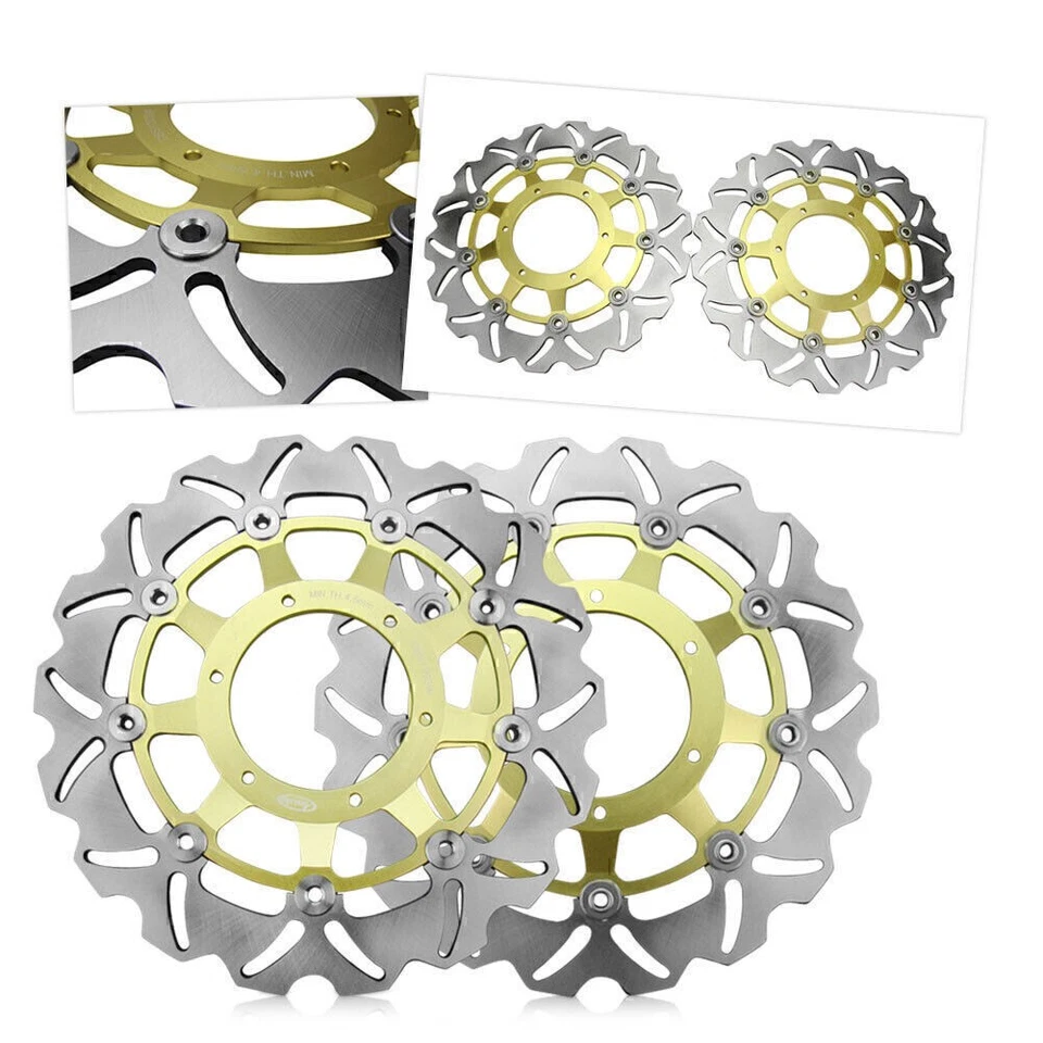 Front Left/Right Brake Disc Rotors For Honda CBR600F4i 2001-04 2005-2007 Golden - Image 3 of 4