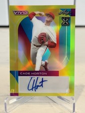 Cade Horton AUTO 2022 Leaf Vivid Base Autograph RC Yellow Sooners Cubs #39/50