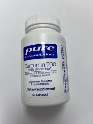 Curcumin 500 with Bioperine 60 Capsules Pure Encapsulation Exp 06/26
