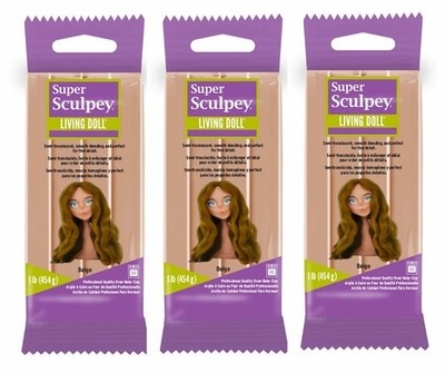 M02382x3 MOREZMORE 3 lb Living Doll BEIGE Polymer Clay Super Sculpey