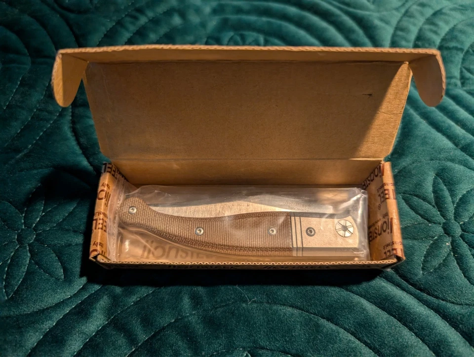 LionSteel Gitano GT01 CVG Niolox Clip Point Blade Green Canvas Micarta Handles - Image 2 of 3