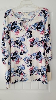 EMALINE WOMAN's  WHITE FLORAL PRINT PULLOVER SHIRT-SIZE 2X-NWT