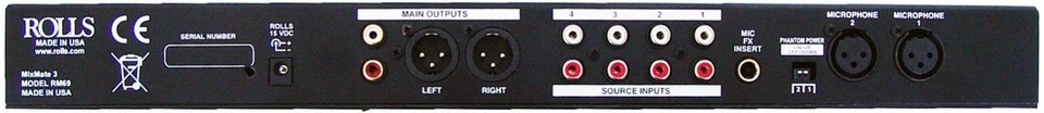 Rolls RM69 MixMate 3 Mic/Source Mixer , Black - Image 2 of 2