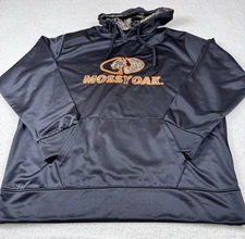 Mossy Oak Men's Black Hoodie Orange graphics Size 2XL pockets