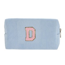 1 Pc Corduroy Rectangular Letter D Makeup Bag Sky Blue