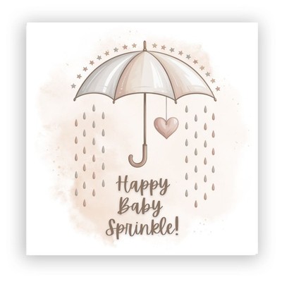 Happy Baby Streuselkarte | Aquarell Regenschirm Herz | Neutral Neu Babykarte