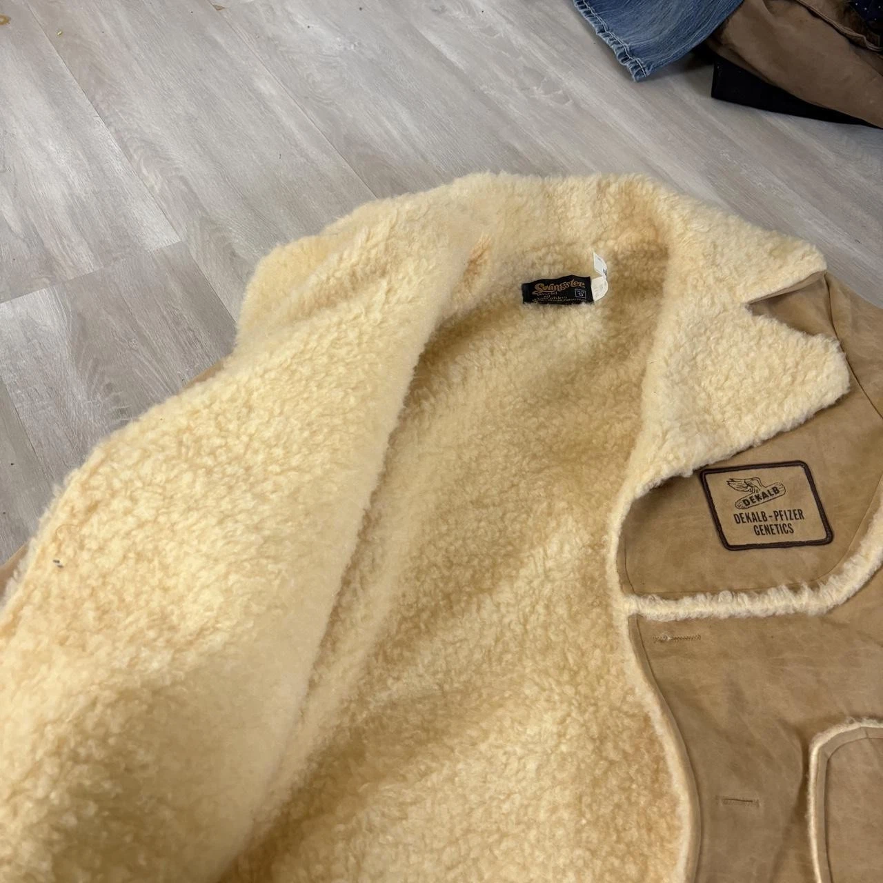 Vintage 70s/80s Swingster Tan Faux Sherpa Suede Ranch Jacket image 3