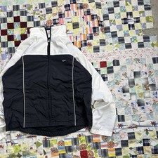 Cute Women's VTG Y2K Early 00s Black White Nike Windbreaker Zip-Up Jacket
