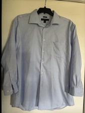 Pronto Uomo Non-Iron Shirt 18. 32/33 Blue Dress Shirt 722