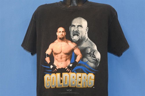 vtg 90s WCW BILL GOLDBERG DOUBLE SIDED BLACK COTTON t-shirt WRESTLING LARGE L