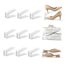 12 Pack Shoe Slots Organizer Adjustable Level Shoe Stacker 12Pack Transparent