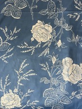 Fabric Polyester Blue with White Roses 1 yard 26 inches long 64 inches wide