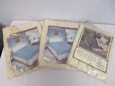 3 VTG 1970s LIGHT BEIGE LIGHT BUTTER YELLOW STANDARD PILLOW SHAMS RUFFLES NEW