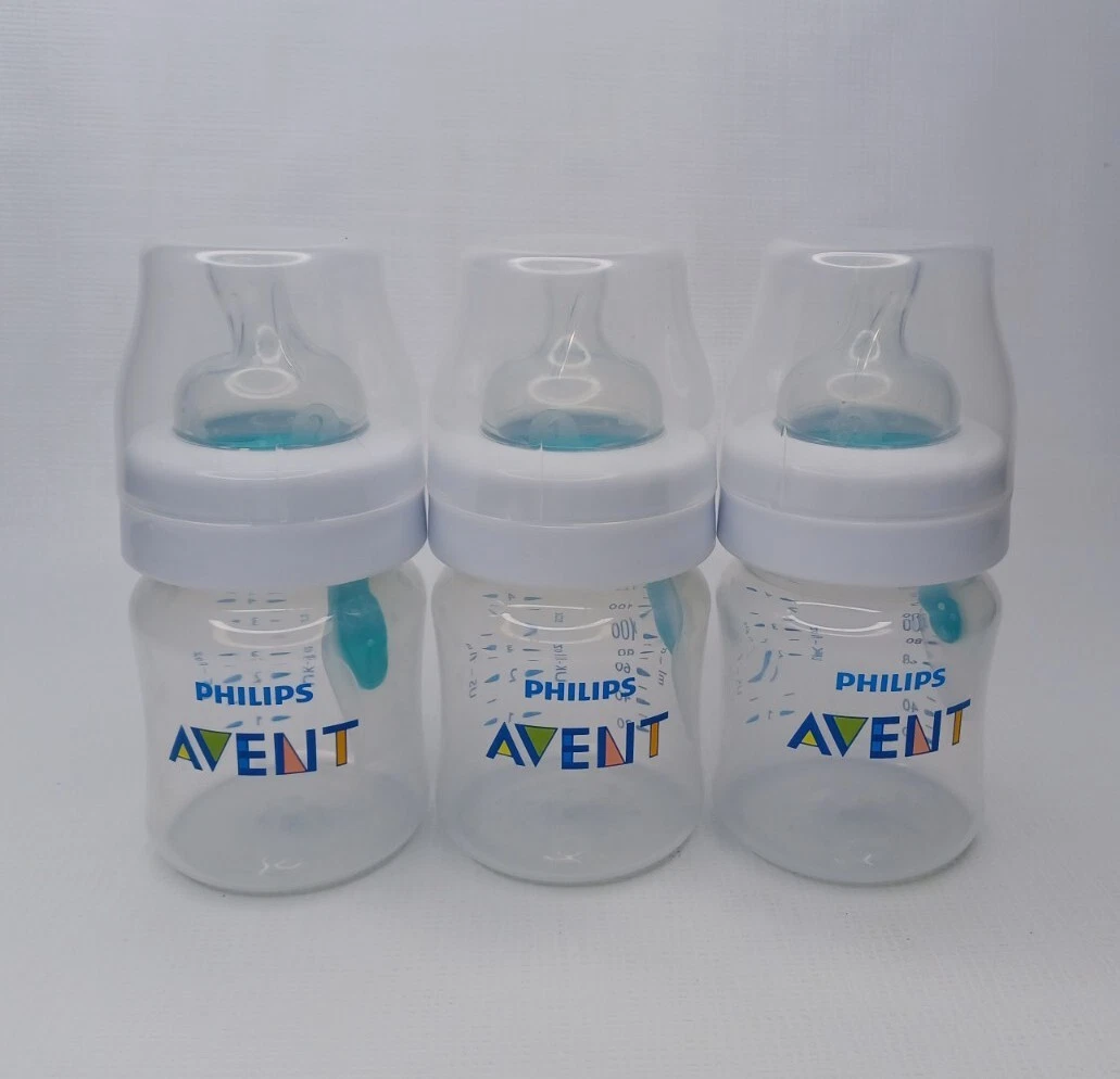 Lot Of 3 Philips Avent 4 Oz. Baby Bottles