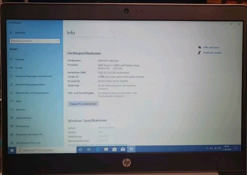 HP Probook 445r G6  Ryzen 3-3500U 8 GB RAM 256 GB SSD Win11 Pro - Guter Akku