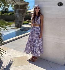 NWT ZARA SS21 GEOMETRIC PRINT SKIRT MIDI RUFFLE S,M,XL 4043/103