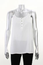 Pink Rose New White Multi-Strap Henley Tank Top Msrp $34