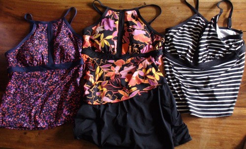 SET 4 LANDS END GRÖSSE 12 L SOMMER BADEANZUG TANKINIS (3) OBERTEILE (1) ROCK SKORT