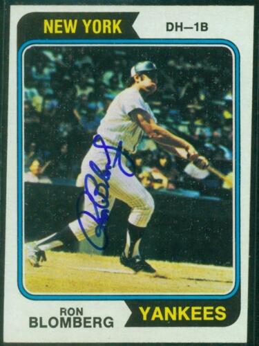 Original Autograph of Ron Blomberg of the NY Yankees on a 1974 Topps Card - Afbeelding 1 van 2