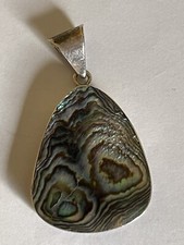 Vintage Mother Of Pearl Abalone/ Paua Shell Pendant 5cm Drop 