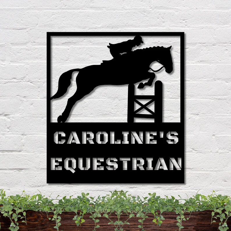Wall Art Home Decor Metal Acrylic 3D Silhouette Poster USA Equestrian Sign