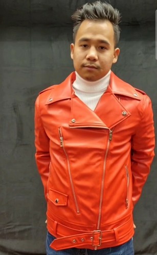 men red leather jacket | eBay