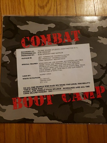 Napalm Combat Boot Camp Vinyl Record from 1986 Relativity Label W/Insert* NM- - Picture 2 of 7