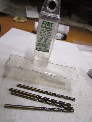 1/8'' Cobalt 135° Split Point Black and Gold Finish FMT  Jobber Drill QTY 4