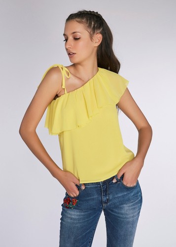 GAUDì JEANS CAMICIA MAGLIA CANOTTA DONNA BLUSA GIALLO MONOSPALLA 811BD45046  2744 | eBay
