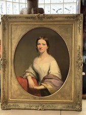 American LG 19th C Daniel Huntington Oil Portrait Lovely Young Lady Known Sitter