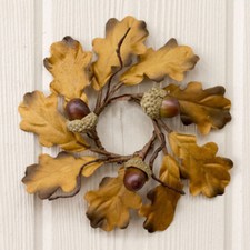Candle Rings Set/2 Oak Leaves & Acorns Fall Floral Decor 1.5 inch inner diam