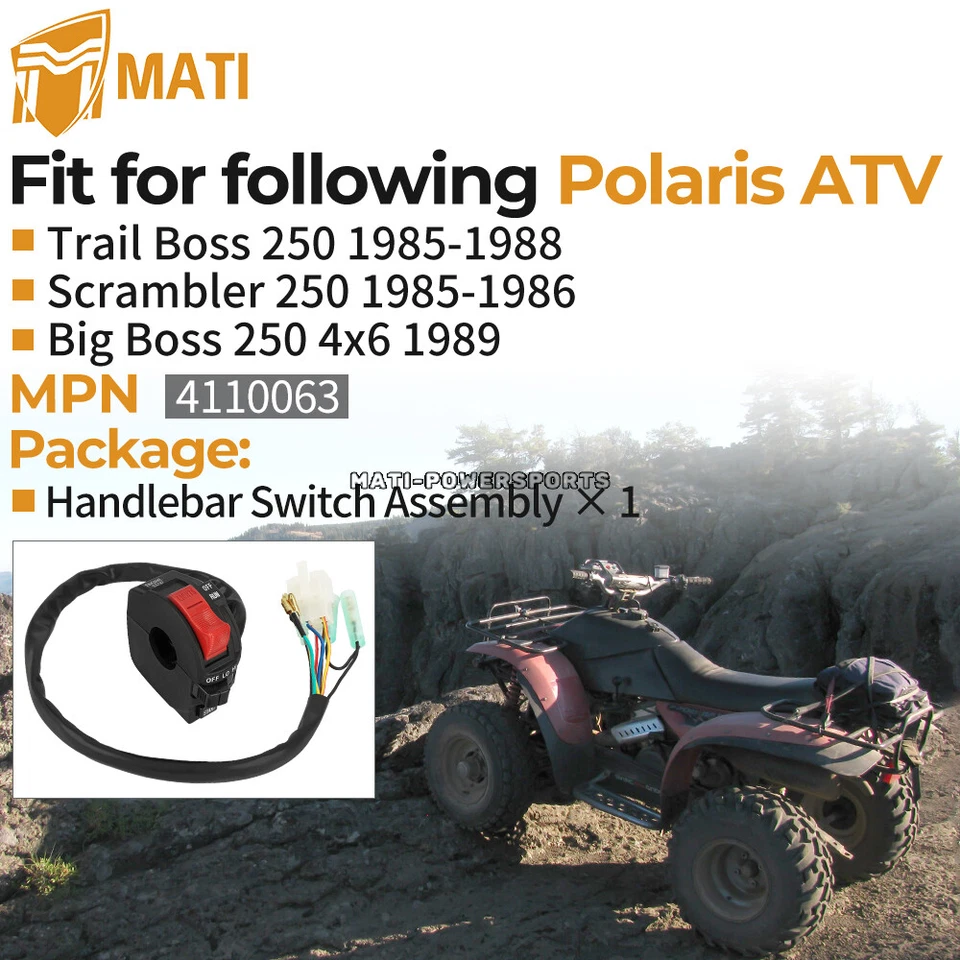 Interruptor de arranque de manillar luz HI/LO/OFF para Polaris Trail Boss 250 1985 86 87 88 Foto 2 de 4