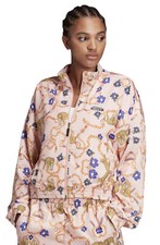 Adidas Her Sateen Leopard Chain Print Pink Zip Close Tracksuit Top Size Uk 16