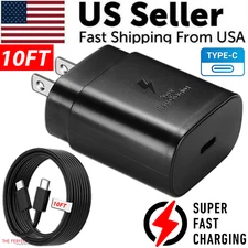 25W USB-C Super Fast Wall Charger 10FT Cable For Samsung Galaxy S21 S22 S23 S24