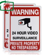 Sheenwang 2-Pack Private Property No Trespassing Sign, Video Surveillance Signs.