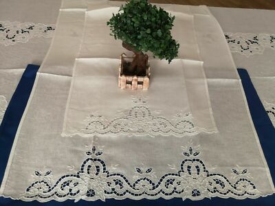 100% Leinen Handtücher mit Stickerei Schnitzerei und Vollstich Hand
