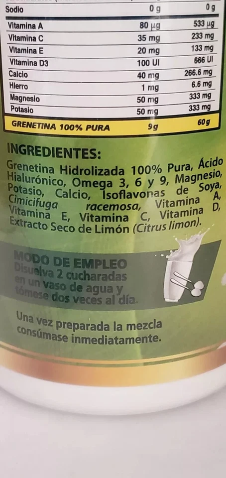 GRENETINA HIDROLIZADA 100% NATURAL (sabor limón/sabor limón) Naturamex IM Foto 3 de 4