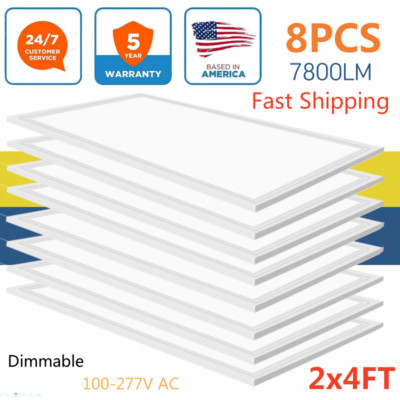 8Pack 2x4Ft Drop Ceiling Flat LED Lights Panel,Recessed Edge-Lit Troffer Fixture