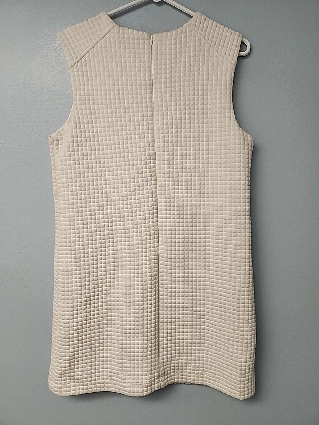 OFF WHITE Abito Willi Smith donna L bianco sporco tessuto waffle senza maniche tubino zip