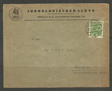 ✨✨OSBURGH – GERMANY. 1923. COVER. BERLIN. JUGOSLAVISCHER LLOYD. FORTEX LOGO.