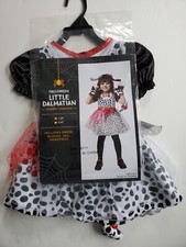 Halloween Dalmatian Costume Dress Gloves Tail Headpiece Black White Red 1-2T NWT