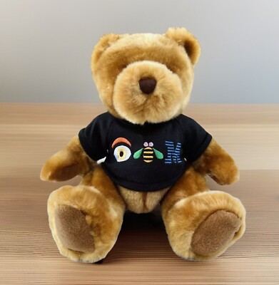 90s IBM Advertising Plush Bear With Black T-Shirt ''Eye-Bee-M'' 10'' Mint Condition