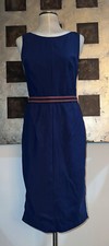 D&G Dolce & Gabbana Blue Sleeveless Bodycon Dress w/ Striped Waistband sz 40