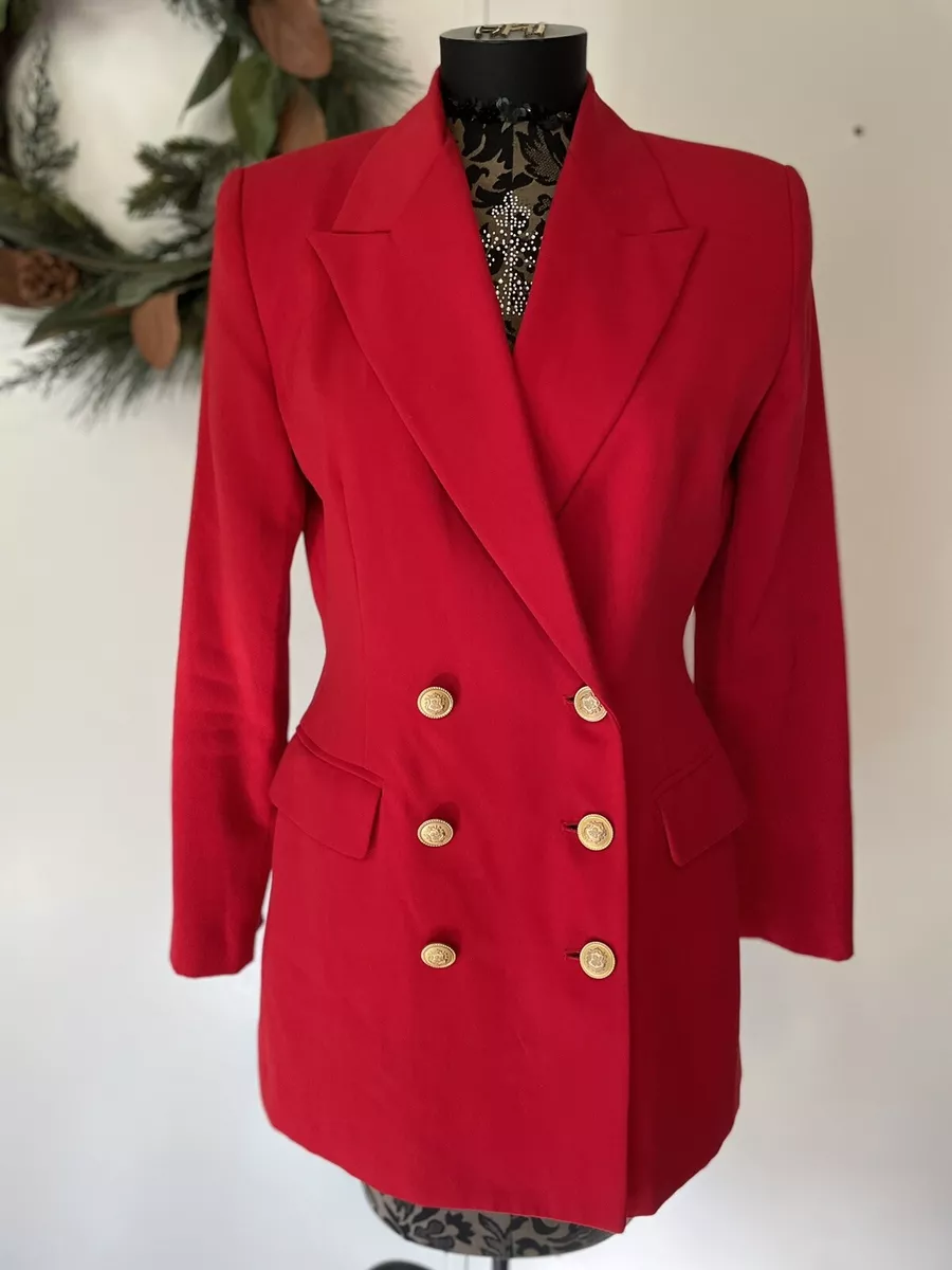 Vintage Casual Corner Red Blazer Double Breasted Women s Size 4 Nautical Jacket