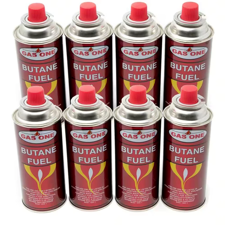 GASONE Butane Fuel Canister Cartridge with Safety Release Device 8 oz. 8-Pack