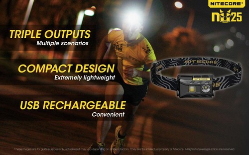 NITECORE NU25 360 Lumen USB Rechargeable Triple Output LED Headlamp - Yellow - Picture 6 of 6