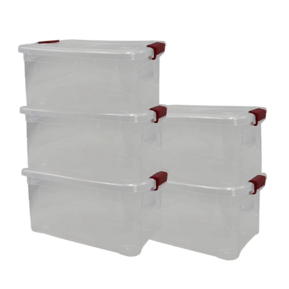 Uumitty Confezione da 6 contenitori trasparenti da 12 litri, contenitore in plastica con coperchio e maniglie