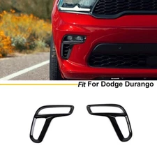 Gloss Black PAIR Front Bumper Fog Light Lamp Cover Bezel for Dodge Durango 2021+