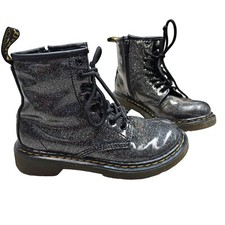 Dr. Martens 1460 Black Glitter J Girls Boots Size 1 US Black Glitter Lace-Up