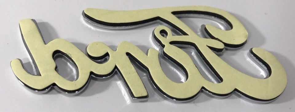 Adhesivo adhesivo de metal cromado en emblema de escritura - estilo Ford 1940 Foto 2 de 3